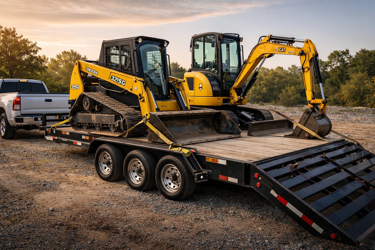 John Deere compact track loader on King Heavy Equipment delivery trailer